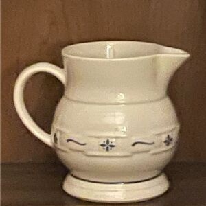 Longaberger pitcher cream with blue design